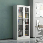 metallic 2 door glass cabinet
