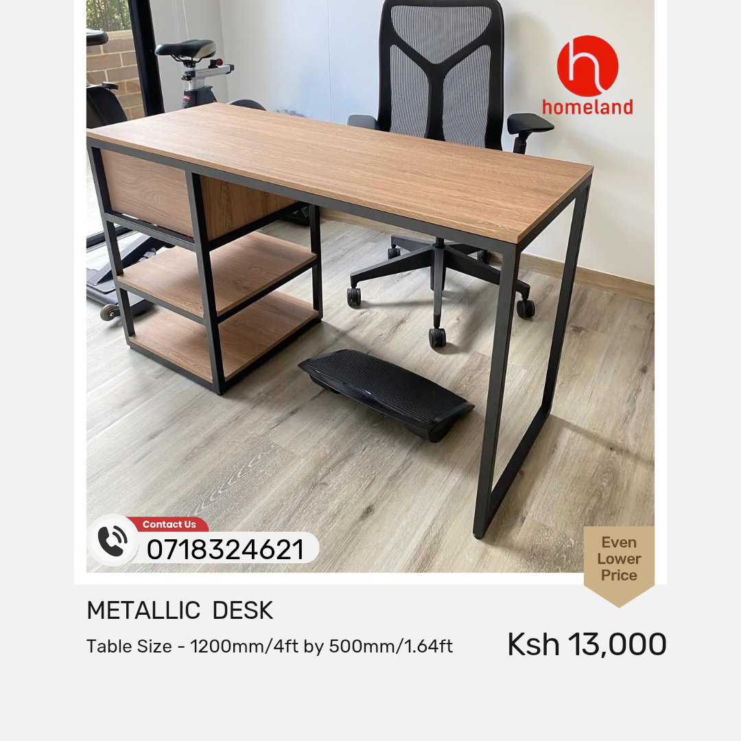 Durable Metallic Office Desk Durable metallic office desk with a spacious surface and modern professional finish