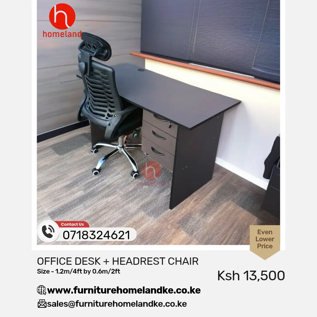 1.2M Office Desk and Ergonomic Headrest Office Chair 1.2M Office Desk and Ergonomic Headrest Office Chair – Modern office workstation setup with a spacious desk and comfortable adjustable chair for enhanced productivity and posture support.