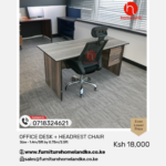 1400mm office desk and ergonomic chair with headrest for a productive modern workspace.
