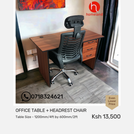 1.4M office desk with an ergonomic headrest chair, designed for superior comfort and productivity.
