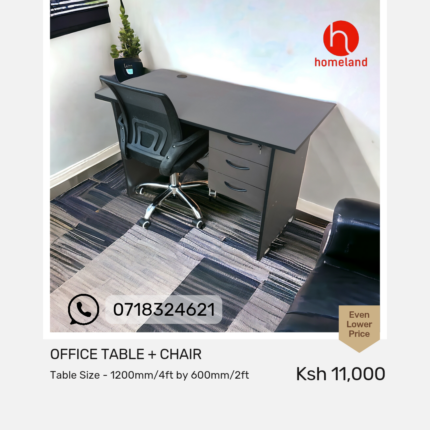 1200mm office desk with storage drawers and an ergonomic mesh chair, designed for a comfortable and modern workspace.