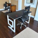 1200mm Metallic Office Desk with Ergonomic Headrest Chair for Durable and Comfortable Workspaces