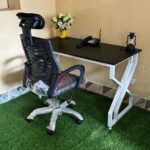 1200mm Executive Metallic Desk with Ergonomic Headrest Chair for Durable and Comfortable Workspaces