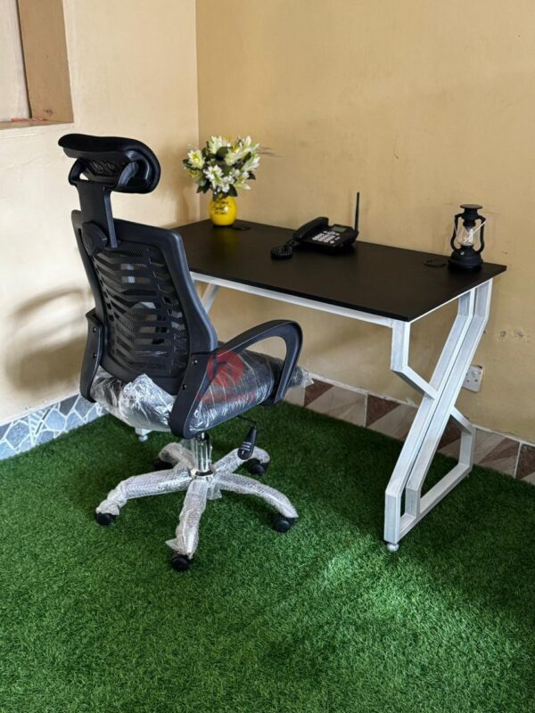 1200mm Executive Metallic Desk with Ergonomic Headrest Chair for Durable and Comfortable Workspaces