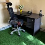 1200mm Office Desk with Ergonomic Headrest Chair for Comfortable and Supportive Workspaces