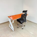 1.4m executive metallic office desk with ergonomic headrest office chair