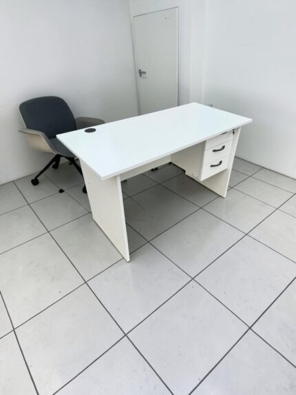 1.2m white office desk with two drawers