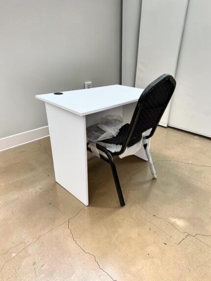White 1m study desk with chair for home office and students in Kenya