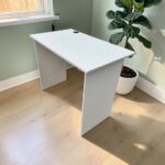 White study desk with cable management hole for home office and study room